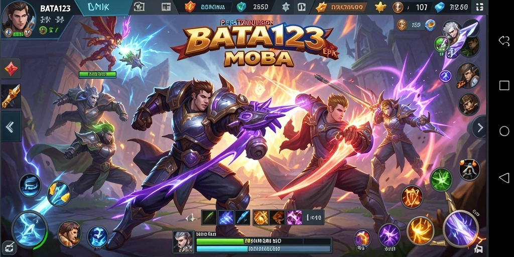Screenshot gameplay BATA123 menampilkan aksi MOBA yang mendebarkan.