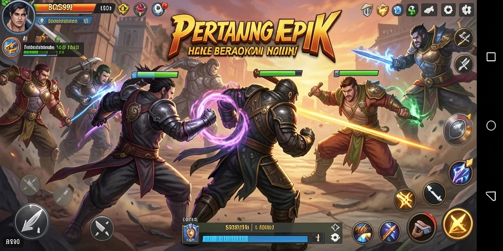 Tampilan aksi seru dalam gameplay pertarungan BOS898.