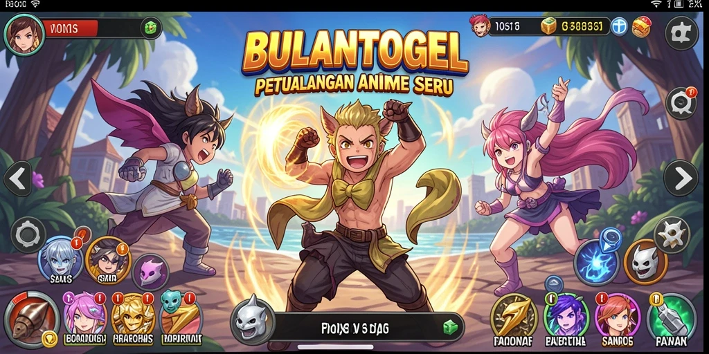 Tampilan screenshot BULANTOGEL menampilkan aksi pertarungan karakter Anime.