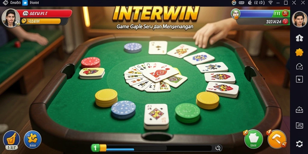 Tampilan seru dari gameplay Gaple INTERWIN yang mengasyikkan.