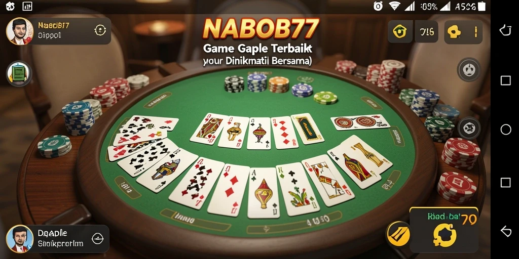 Screenshot gameplay NABOB77 menampilkan serunya bermain Gaple dengan teman.
