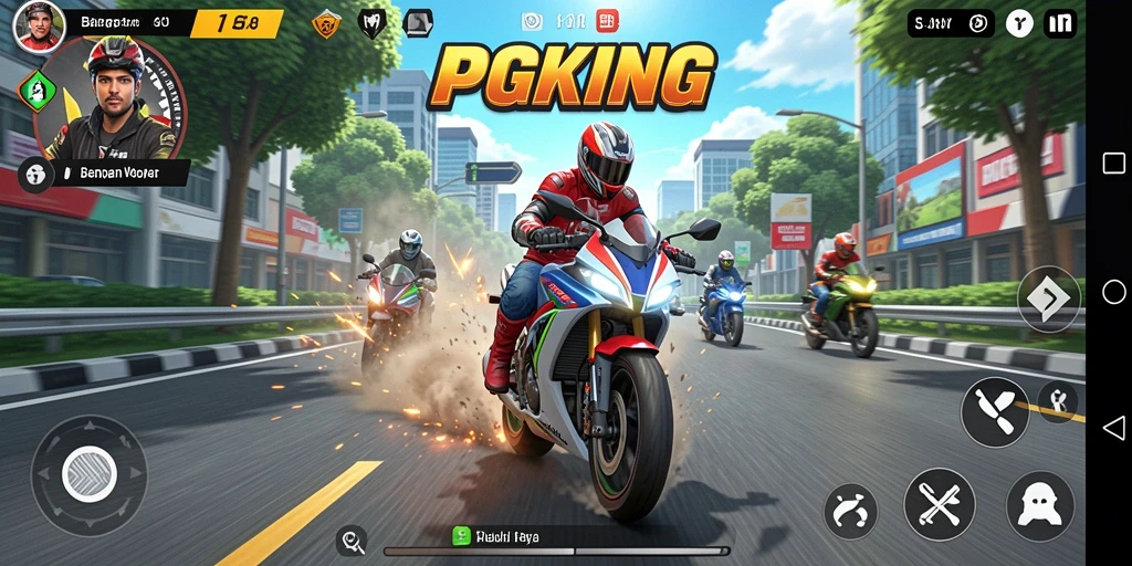 Gameplay mendebarkan balapan motor di PGKING.